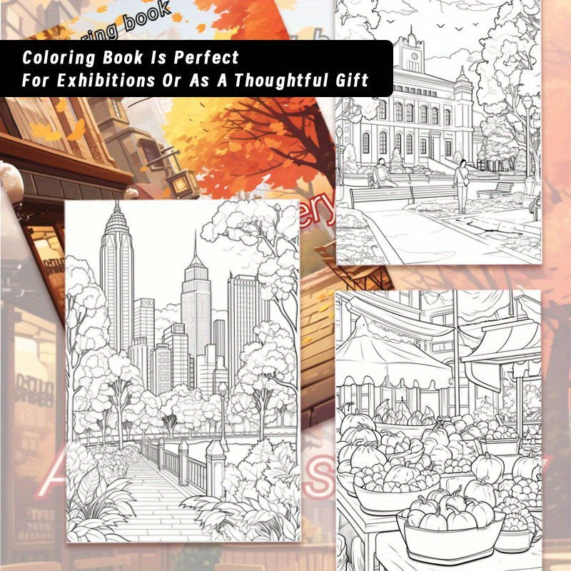 Autumn Landscape Coloring Book for Relaxation