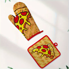 2pcs Printed Cotton Oven Mitts Heat Resistant Non Slip Insulation Gloves
