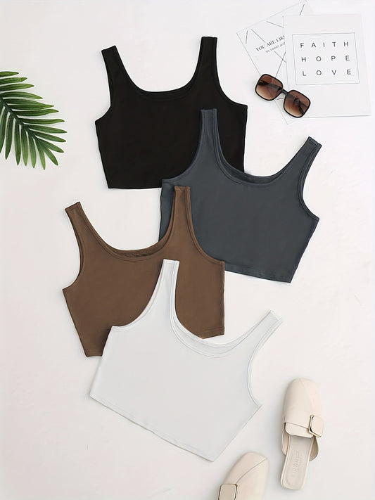 4 Pack Y2K Crop Tank Tops Sleeveless Summer Women's Clothing