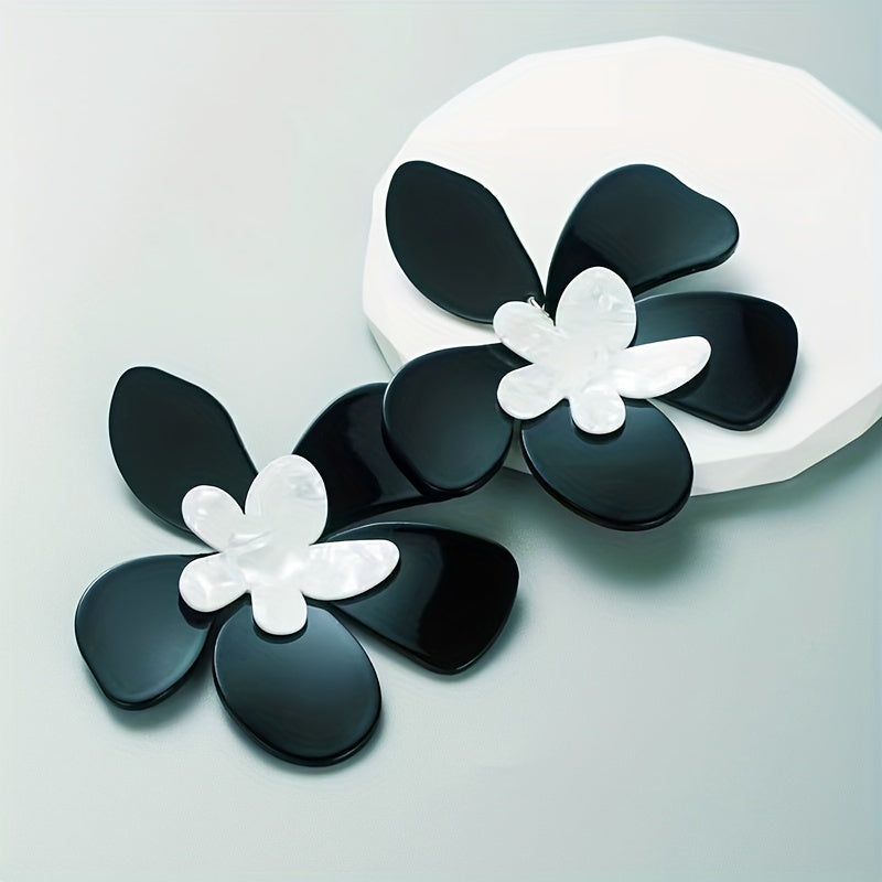Exaggerated Flower Dangle Earrings Resin Jewelry Female Gift
