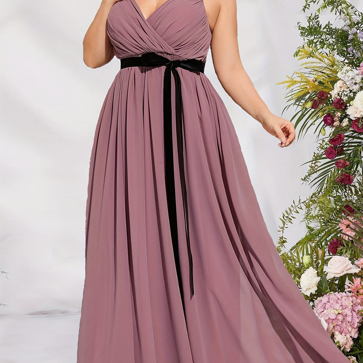  Bow Knot Mesh Maxi Evening Formal Dress