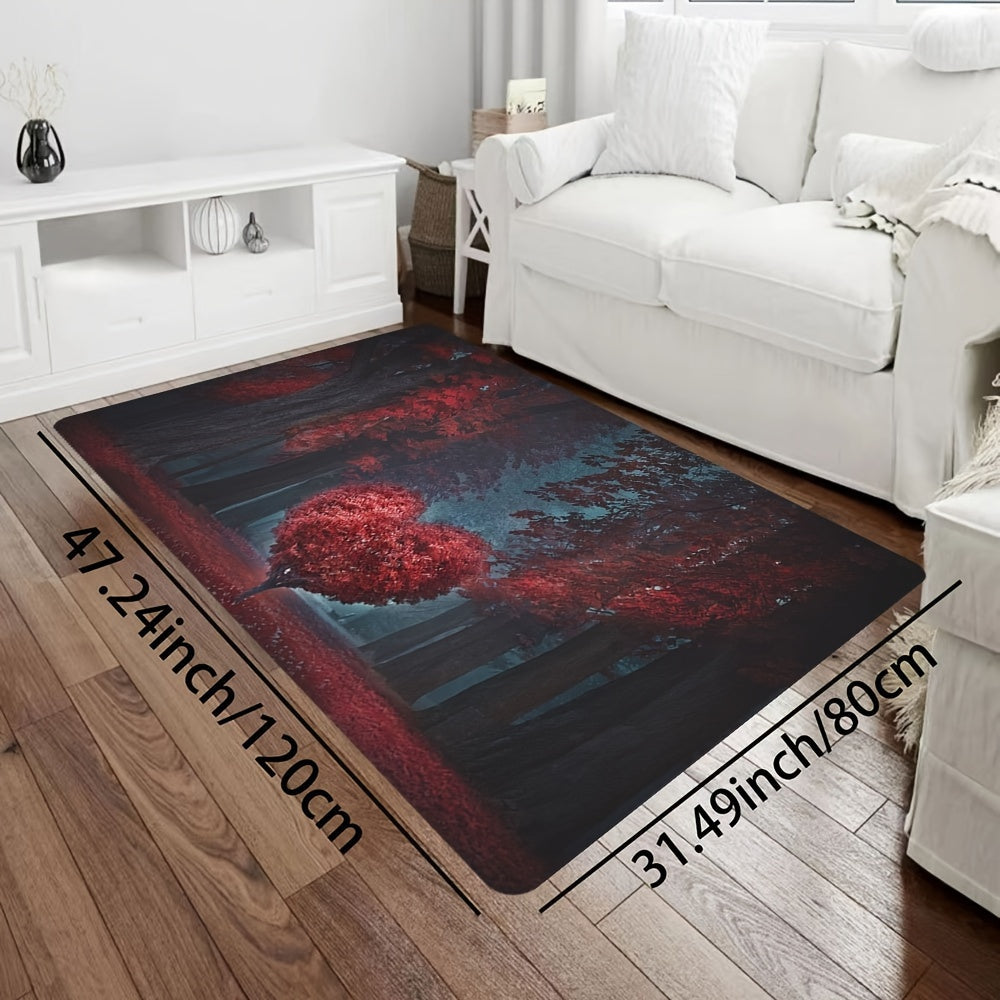 Love Tree Print Washable Decorative Rug for Home Decor