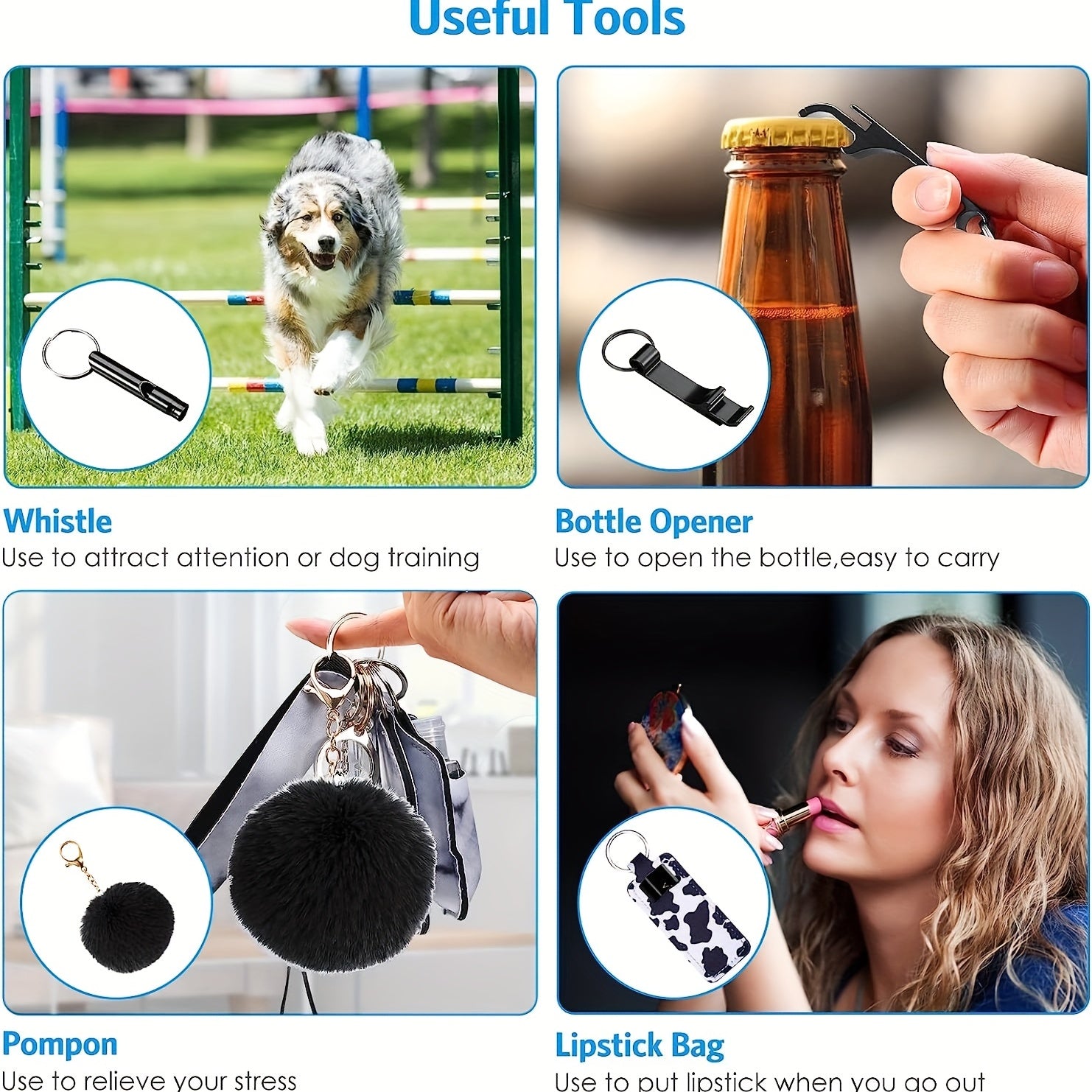 Self Defense Keychain Set - 9pcs Safety Keychains For Men Women Kids