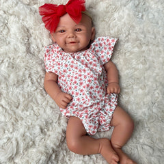 Soft Silicone Reborn Girl Doll with Brown Eyes Hand Painted Outfit