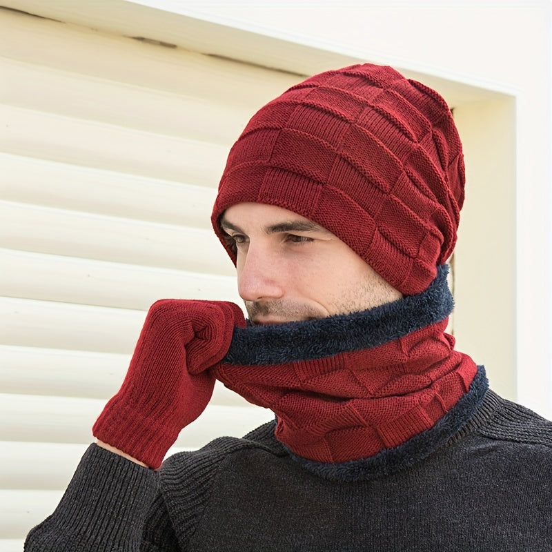 Winter Plus Velvet 3-Piece Set: Hat, Neck Gaiter, Gloves