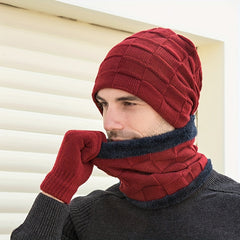 Winter Plus Velvet 3-Piece Set: Hat, Neck Gaiter, Gloves