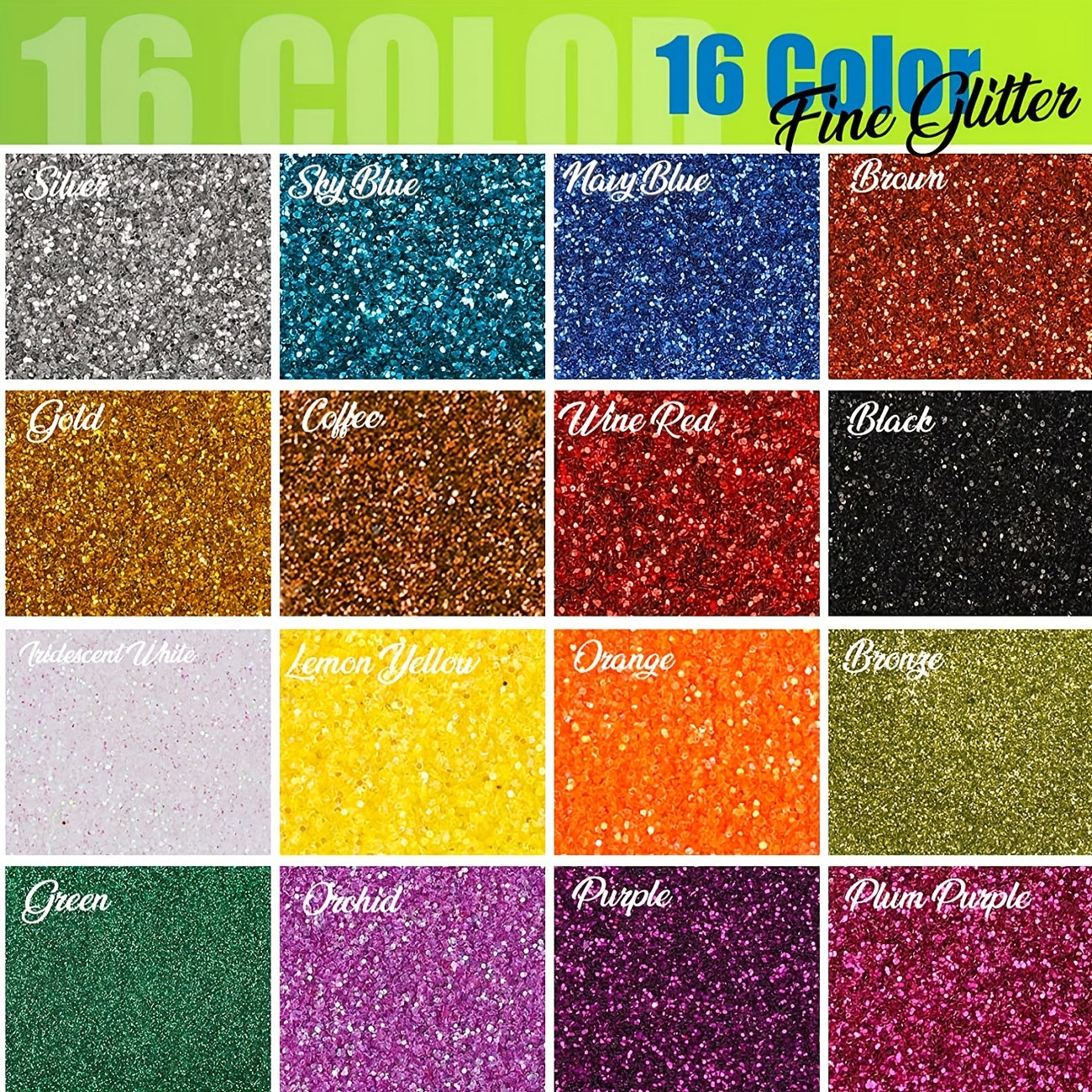 32pcs Glitter Powder & Chunky Glitter Resin Nail Craft Sparkle Sequins Epoxy