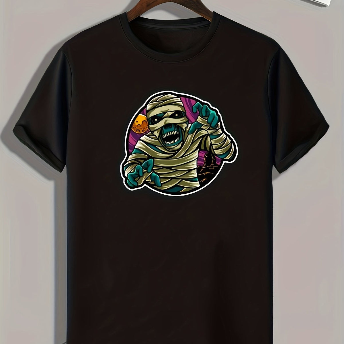 Halloween Zombie Pattern Print Men's Comfy Sports T Shirt Graphic Tee