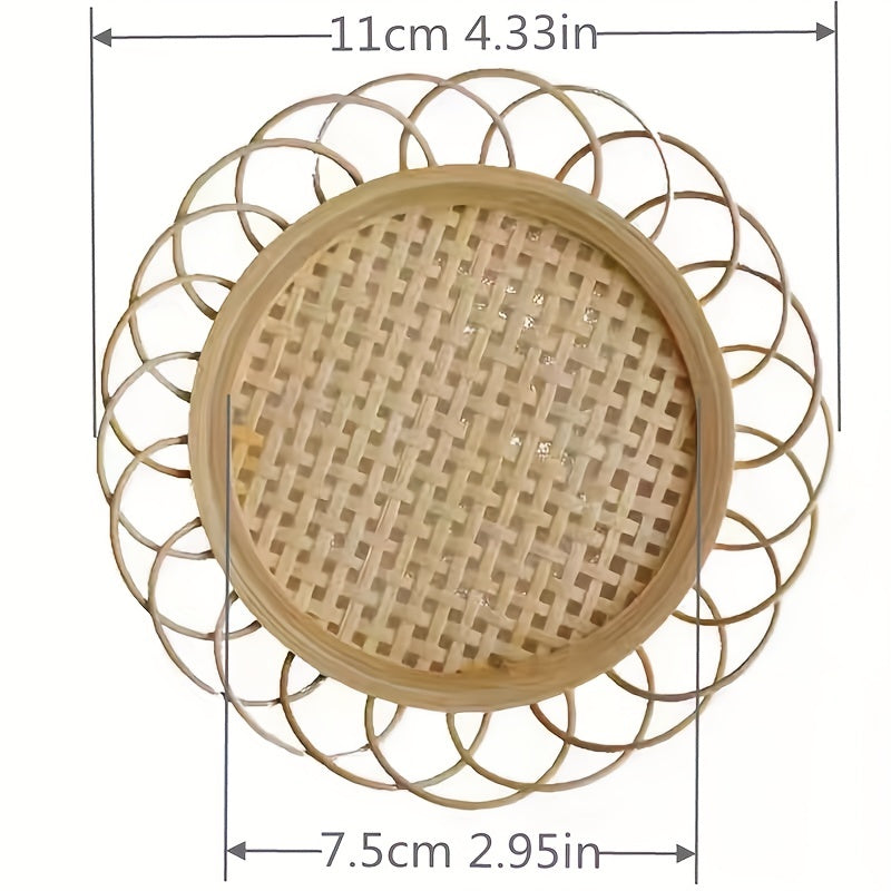 Boho Retro Flower Coaster Woven Bamboo Rattan Placemats