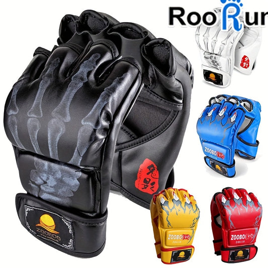 ZooBoo MMA Gloves Half Finger Boxing Gloves MMA Mitts With Adjustable Wrist Band