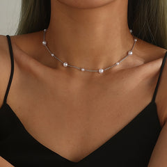 Pearl Chain Necklace Delicate Jewelry Party Decor For Women Girls Gift