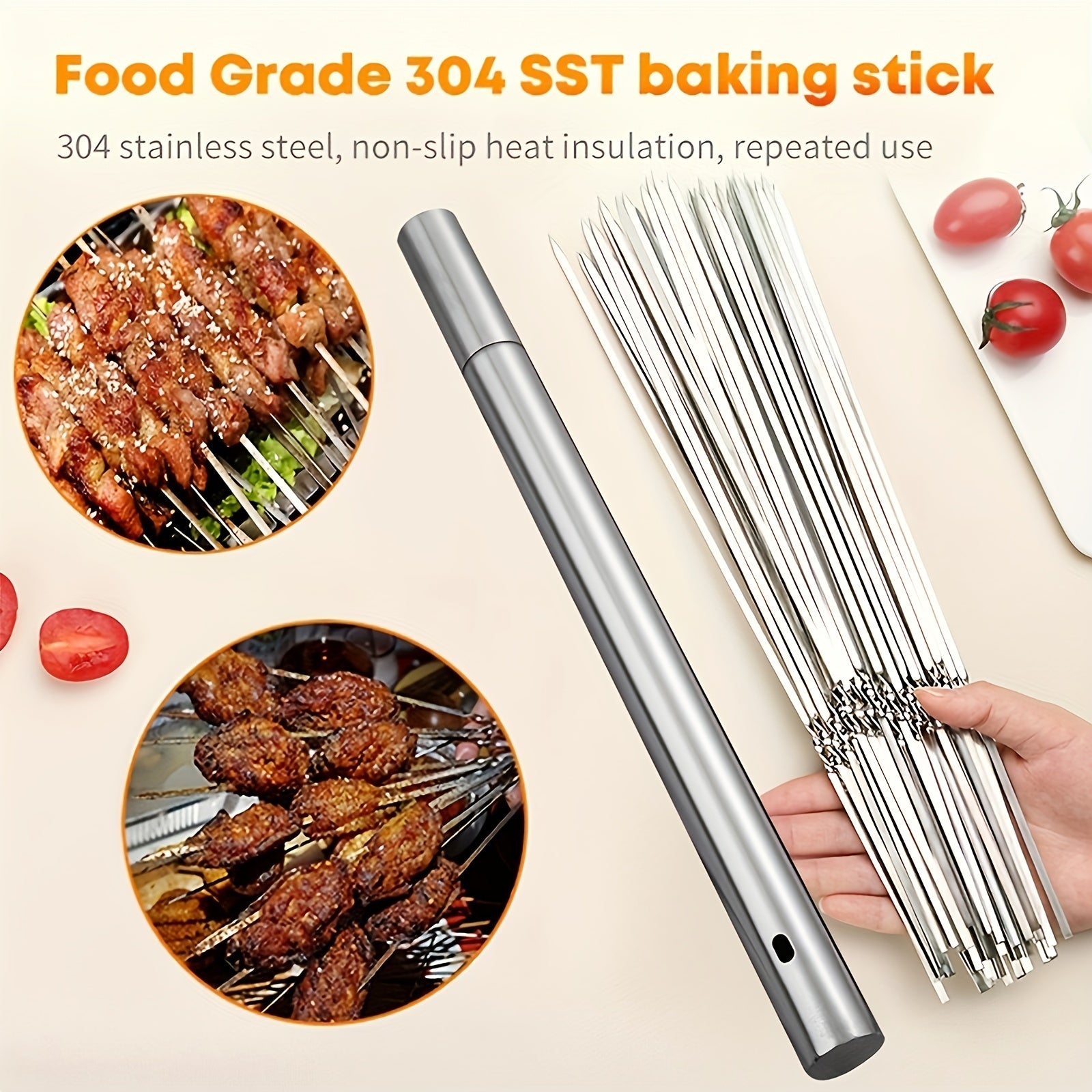 Stainless Steel BBQ Skewers with Storage Tube - Outdoor Camping Picnic