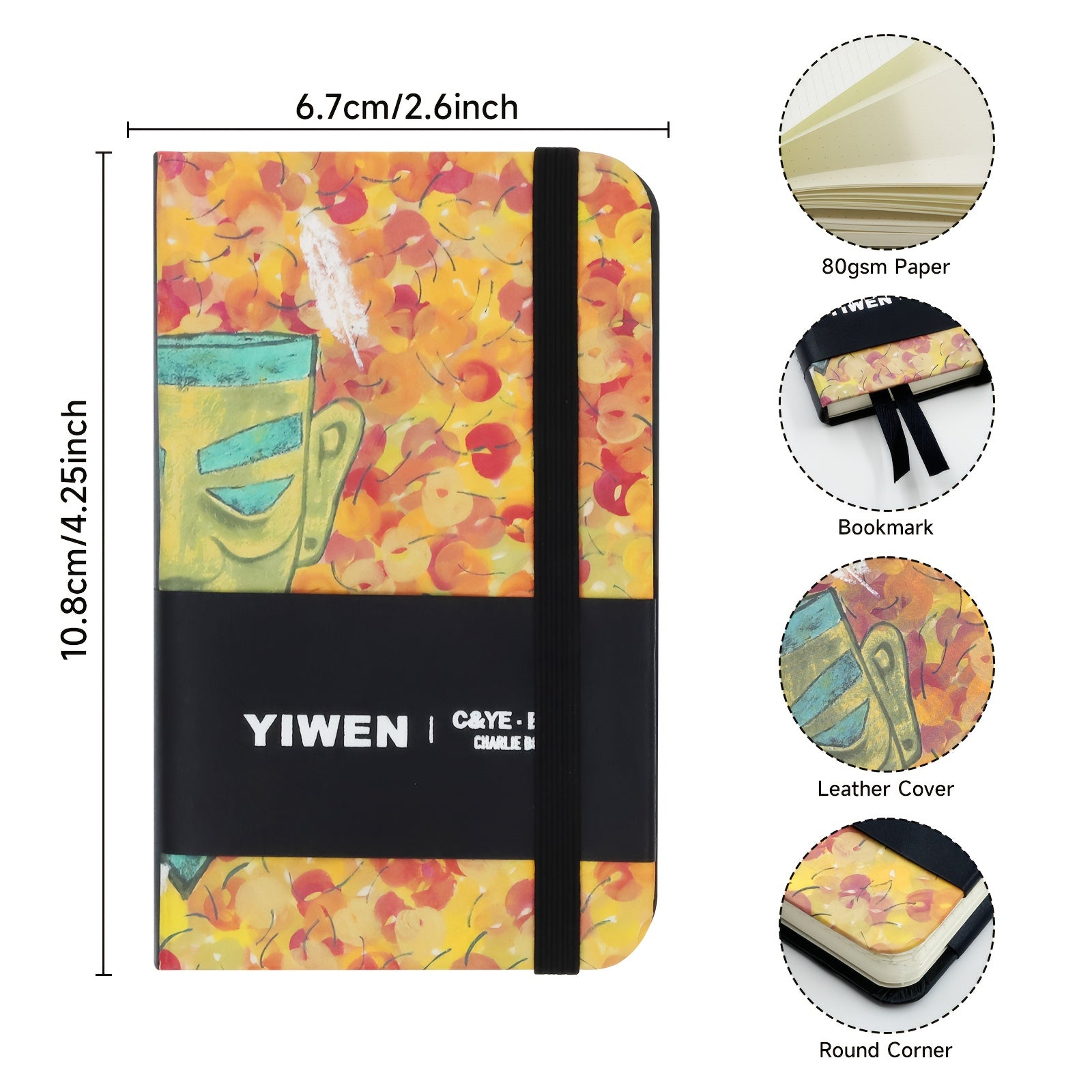 YIWEN A7 Abstract Pattern Journal Notebook Lined & Blank Pages Pocket Sized