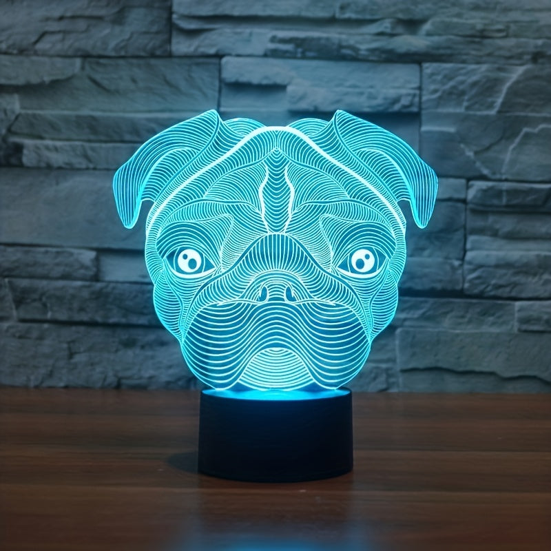 3D Dog Head Night Light Desk Lamp Dimmable 16 Colors Smart Touch Home Decor