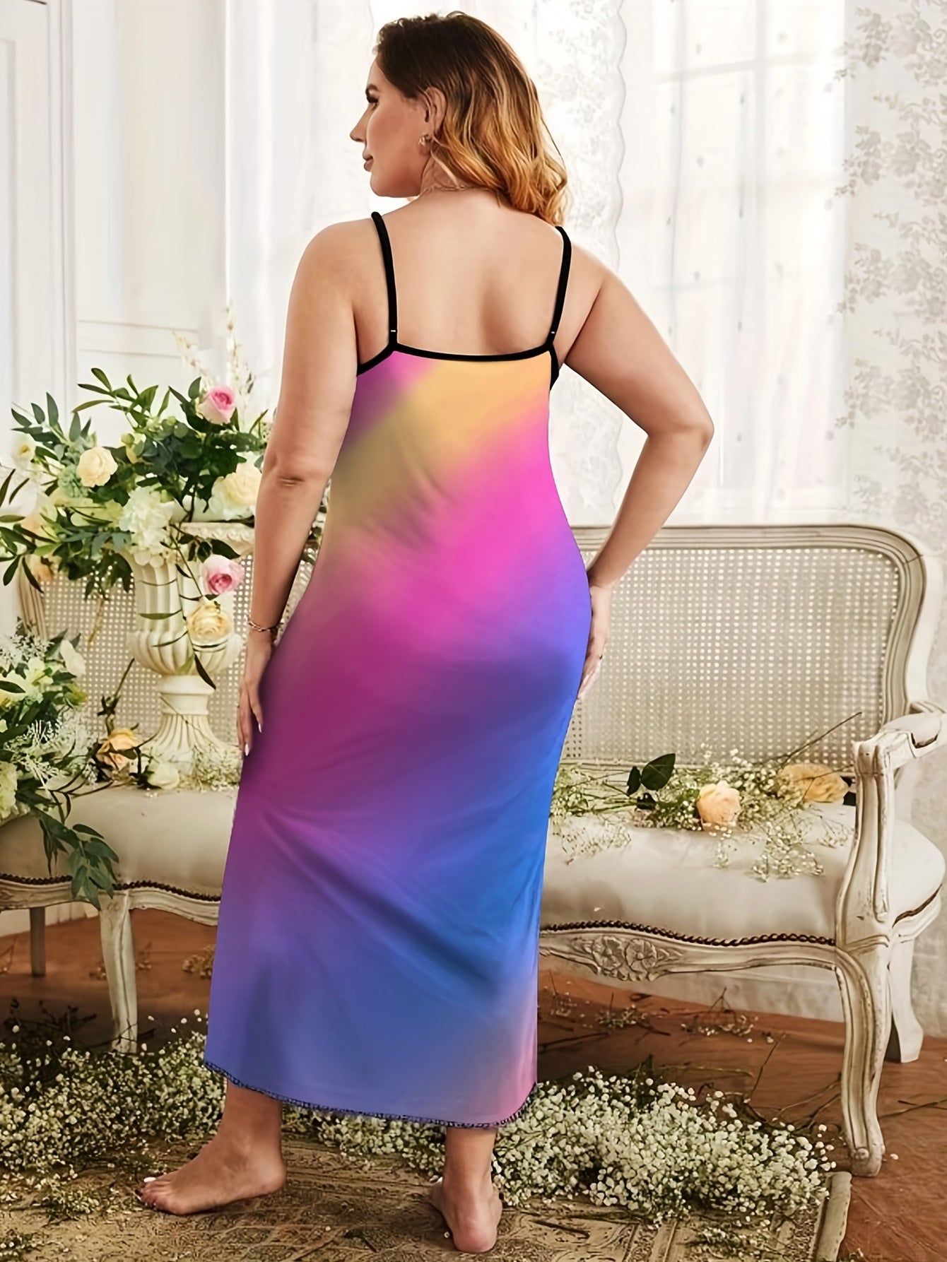  Ombre Tie Dye Comfort Cami Sleep Dress