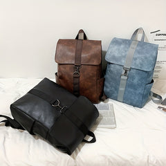 Retro Distressed Stylish Backpack PU Leather Large Capacity School Bag