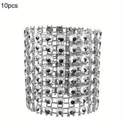 10PCS Alloy Flower Crystal Napkin Rings for Wedding & Party Decor