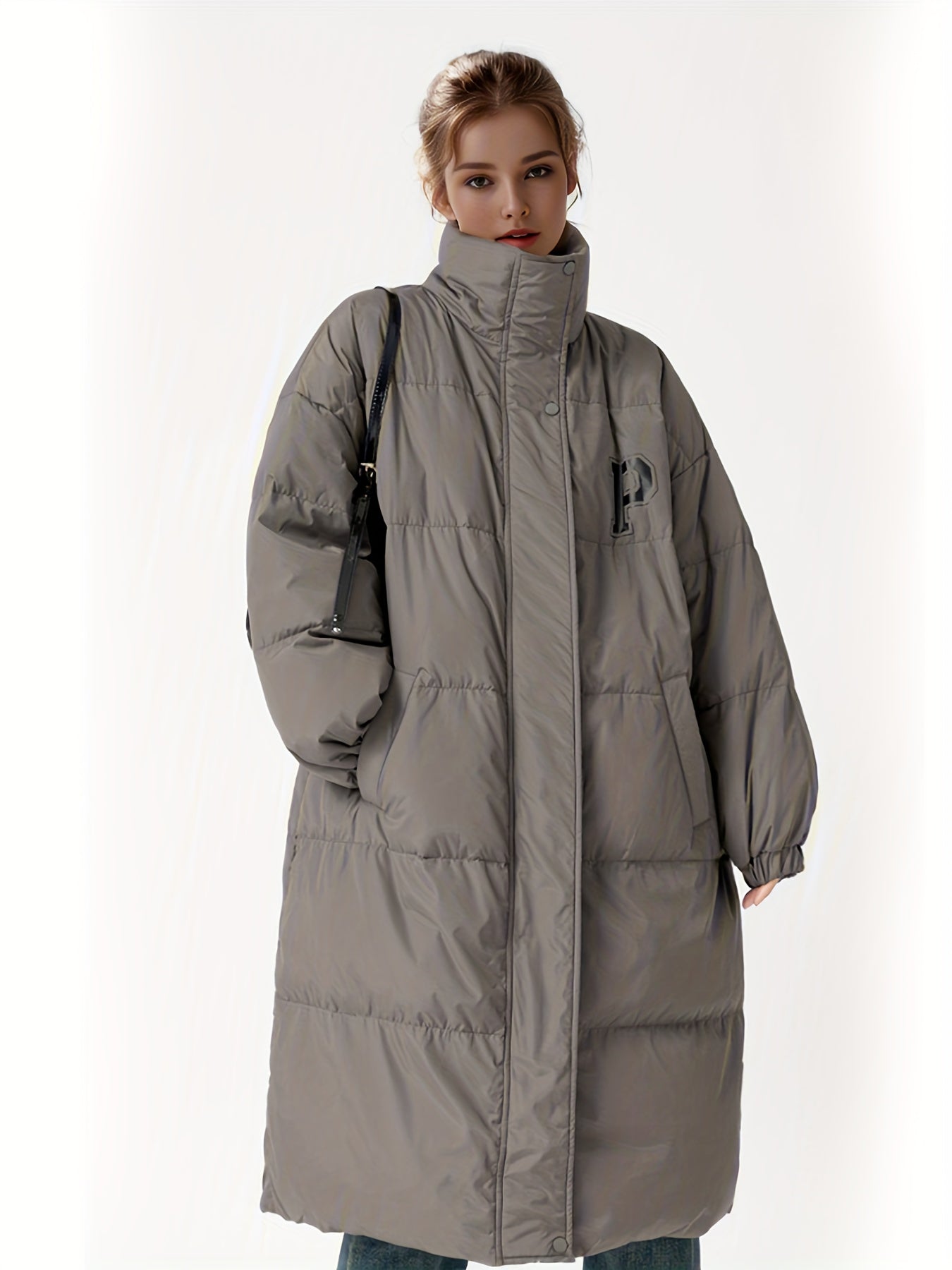 Long Puffer Jacket Women Winter Standing Collar Warm Outdoor Clothing