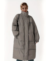 Long Puffer Jacket Women Winter Standing Collar Warm Outdoor Clothing