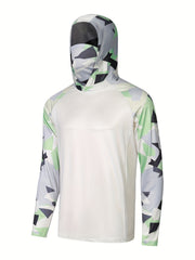 Men's UPF 50 Sun Protection Hoodie Leaf Pattern Quick Dry Top