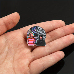 Creative Acrylic Print Brooch Pin for Boys