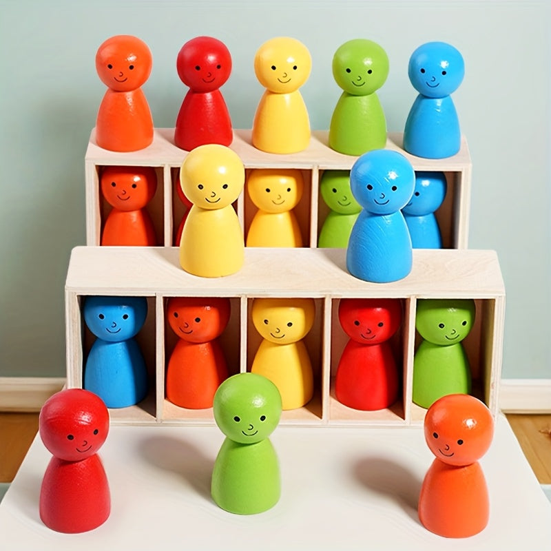 Wood Matching Memory Game - 12 Wooden Puppets Board Game