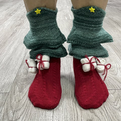 Christmas Colorblock Socks Knitted Women's Stockings