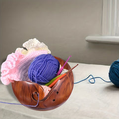 Wooden Yarn Bowl for Knitting Crochet Weaving Keep Wool Organized