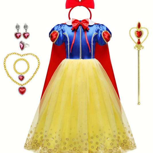 9pcs Snow Princess Dress Costume Jewelry Gloves Crown & Wand For Christmas Party