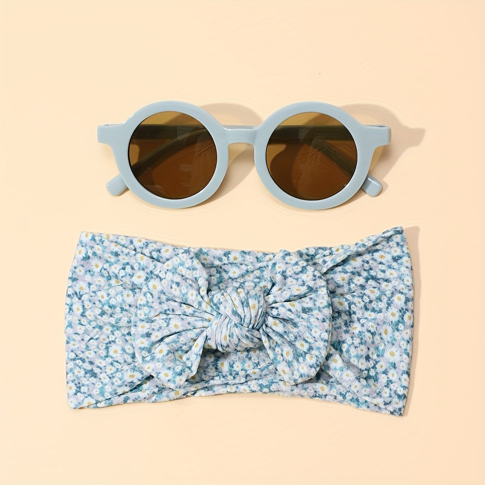 2pcs Fruits Floral Print Headbands & Sunglasses Set for Girls