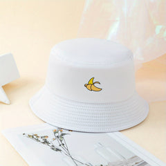 Banana Printed Bucket Hat Solid Cotton Basin Hat Unisex