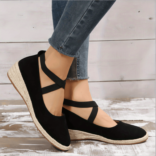 Women's Cross Strap Wedge Espadrilles Anti-skid Heels