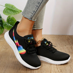 Women's Love Heart Platform Sneakers Lace Up Outdoor Shoes