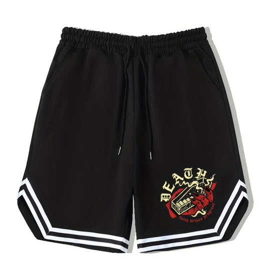Men's Death Print Basketball Shorts - Casual Workout Shorts for Summer