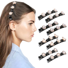 8pcs Crystal Stone Braided Hair Clips Satin Fabric Hair Bands