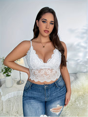  Bra Women's Plus Lace Trim Bralette Adjustable Straps