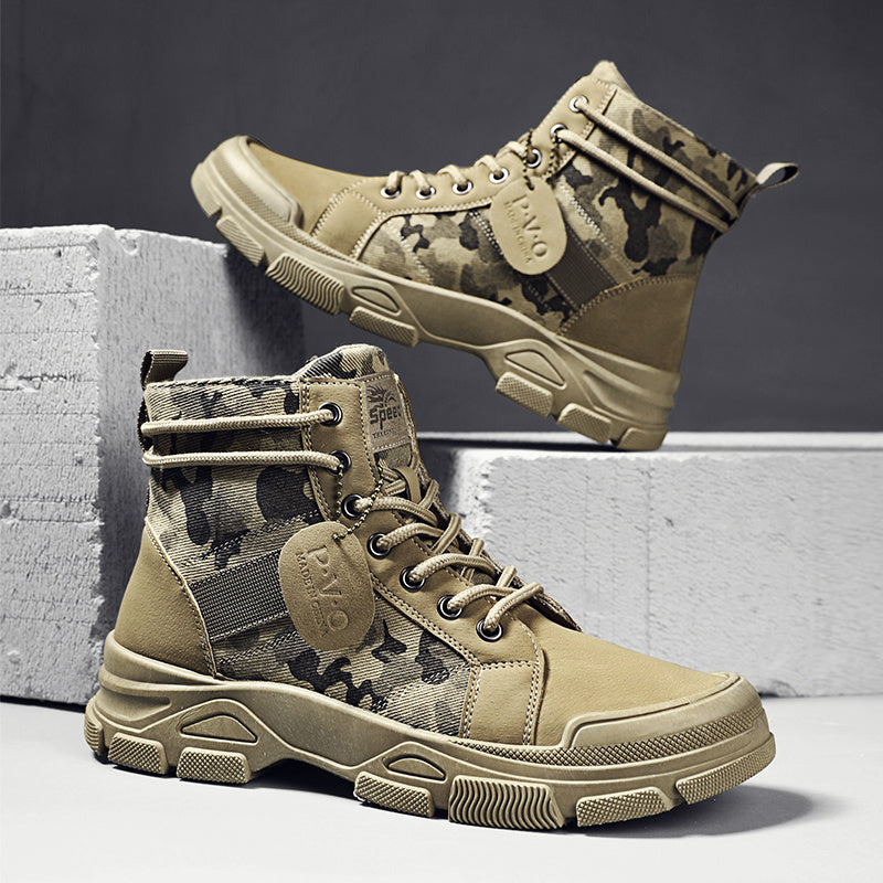 Men's High Camouflage Canvas Boots