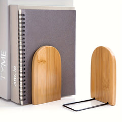 Bamboo Bookend Log Texture Desktop Book Folder Storage