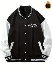 Men's Baseball Collar Muppet Bear Print Jacket