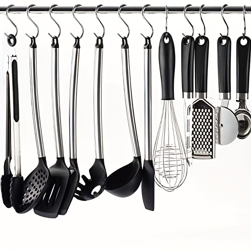 10pcs Stainless Steel S Hook Kitchen Bathroom Clothing Metal Hanging Hook