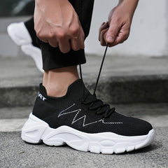 Men's Woven Knit Breathable Running Shoes Soft Sole Sneakers