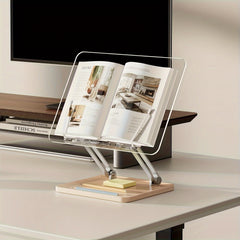 Adjustable Acrylic Bookshelf with Pen Slot - Foldable Stand