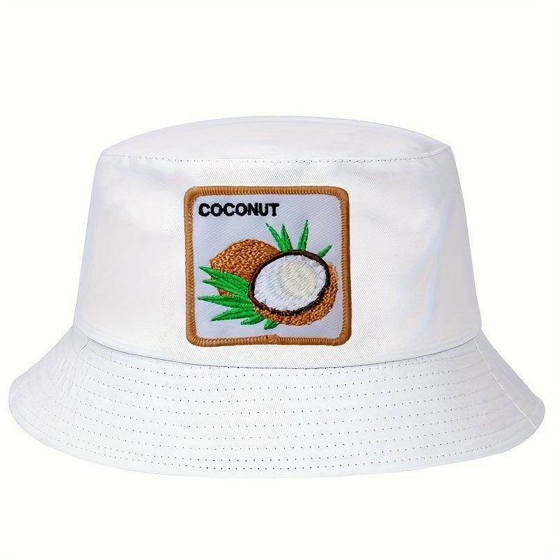 Coconut Embroidered Bucket Hat Unisex Sunshade Reversible Cap