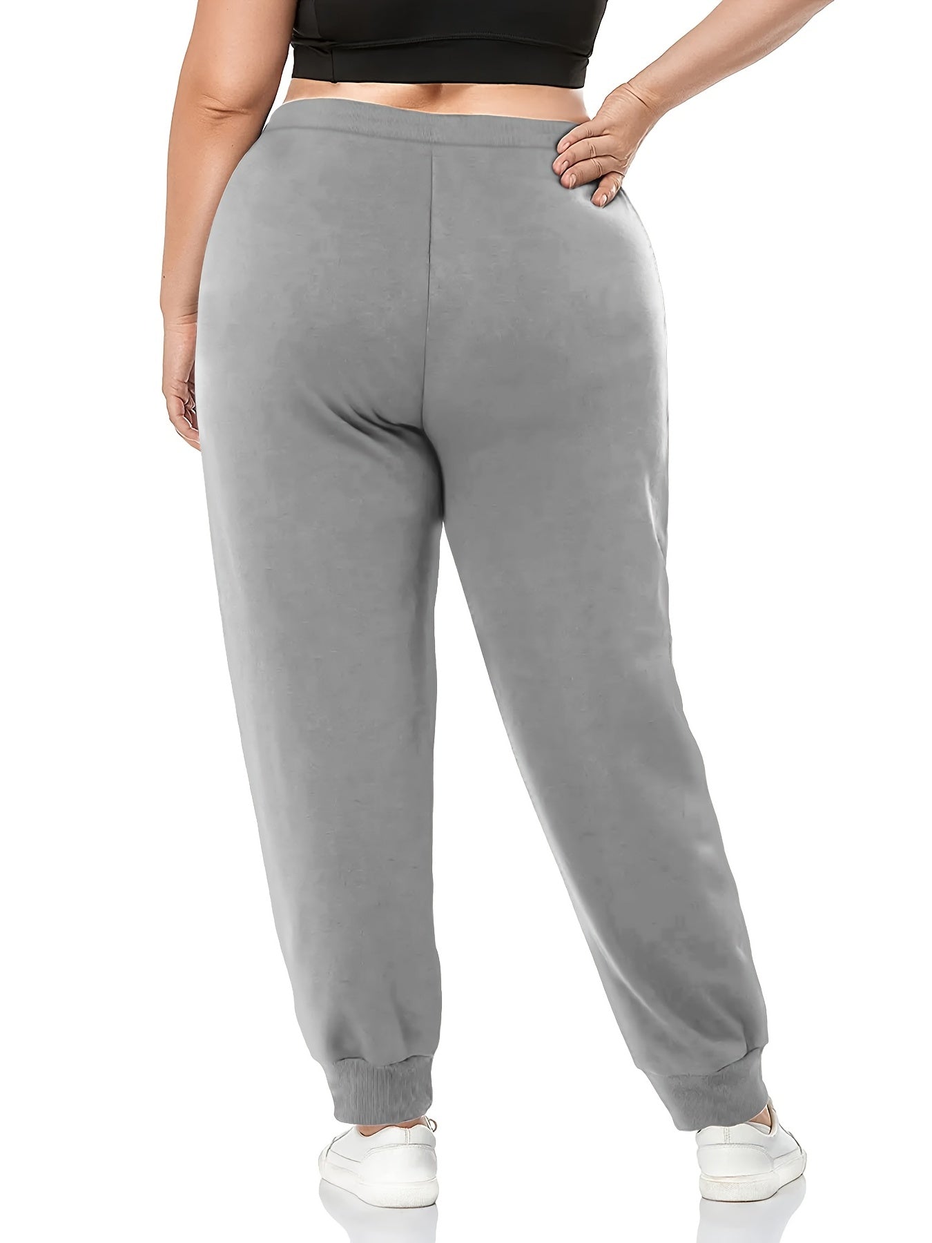  Letter Print Drawstring High Rise Sweatpants Women's Plus