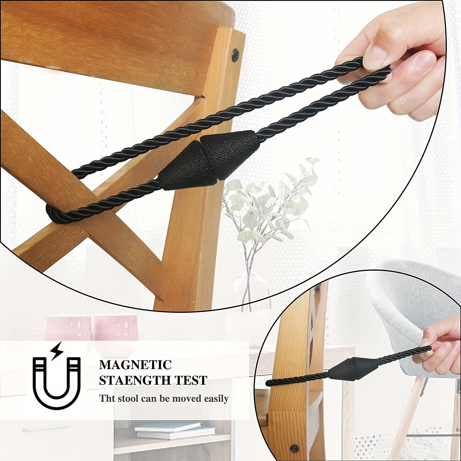 2pcs Magnetic Curtain Tiebacks Weave Holdbacks Easy to Use Stylish Home Decor