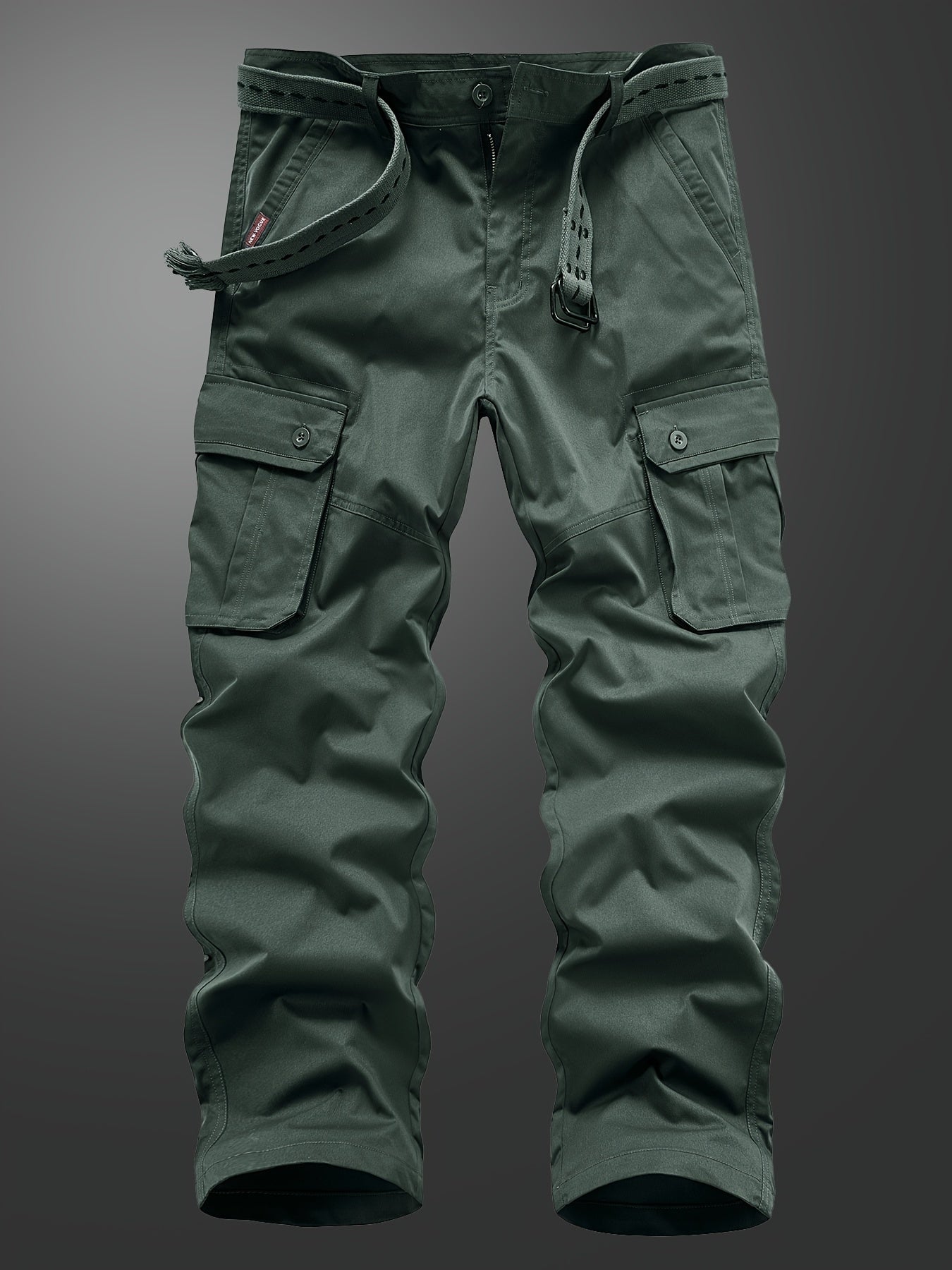 Men's Straight Leg Cargo Pants with Solid Flap Pockets