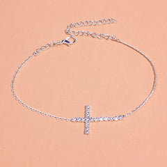 Rhinestone Cross Chain Anklet Dainty Ankle Bracelet