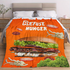 Oversized Hamburger Pattern Flannel Blanket Soft Warm For Bed Sofa Camping