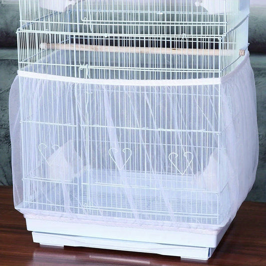 Mesh Bird Cage Cover Seed Catcher Protective Bird Cage Accessories