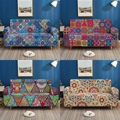 Classic Boho Silk Printed Sofa Slipcover Non-slip Furniture Protector